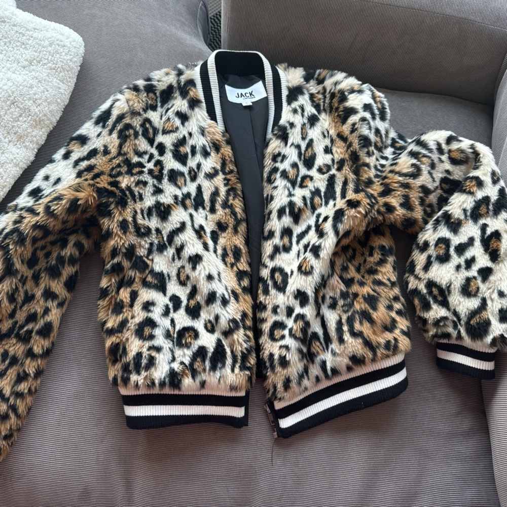 Leopard faux fur bomber jacket